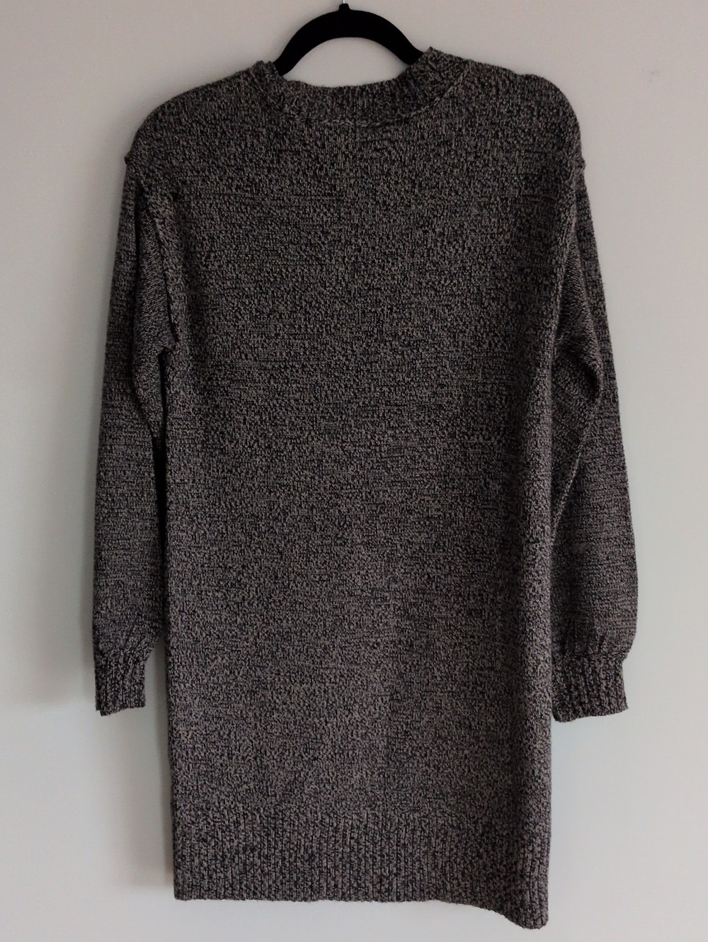 Ripe Grey Marled Stretch Knit Long Sleeve Tunic Sweater Dress Accent Side Loops - Picture 4 of 9